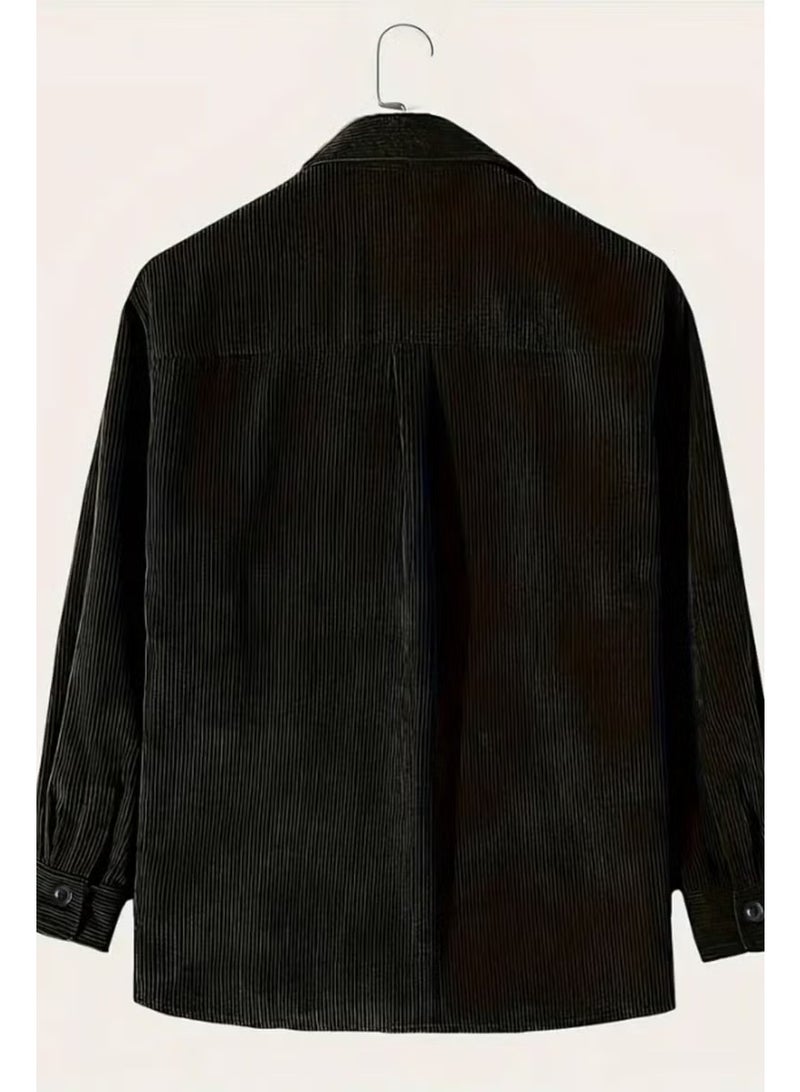 Cool Tarz Men's Oversize Shirt Collar Velvet Long Sleeve Winter Shirt - Image 3